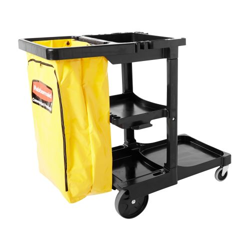 Rubbermaid Janitorial Cleaning Cart, Traditional, Black